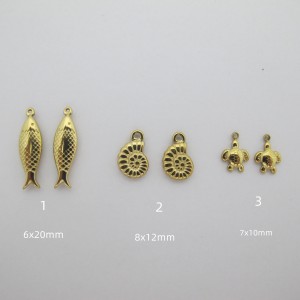 4 pcs Pendentif vie marine en inox doré