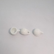 20 Breloques Petites tasses blanc Céramique 17x10mm