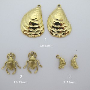 2 pcs Pendentif en inox doré