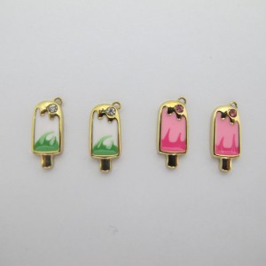 2 pcs Pendentif glace en inox doré