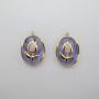 2 pcs Pendentif vintage émail en inox doré