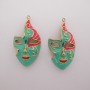 2 pcs Enamel mask pendant in gold-plated stainless steel