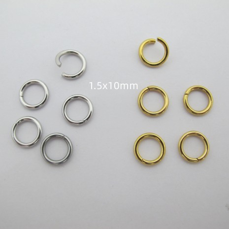 Anneaux ouverts 1.5x10mm acier inoxydable