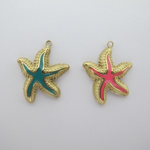 2 pcs Pendentif étoile de mer 21x24mm en inox doré