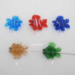 perles poisson en verre -10 pcs