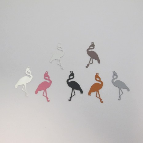 50 Estampes Flamant rose laser cut 27x14mm