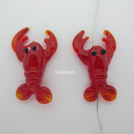 perles homard en verre -10 pcs