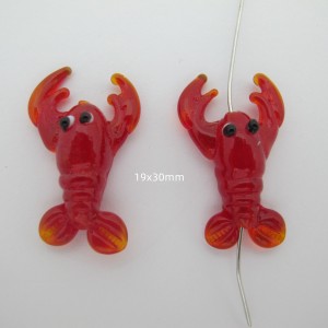 perles homard en verre -10 pcs