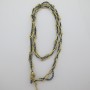 Rectangular necklace 4x12mm polyester thread and 2mm twisted cotton in stainless steel 45+5cm
