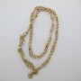 Collier rectangle 4x12mm fil polyester et coton torsadé 2mm en acier inoxydable 45+5cm