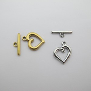 5 stainless steel heart clasps 17x13mm