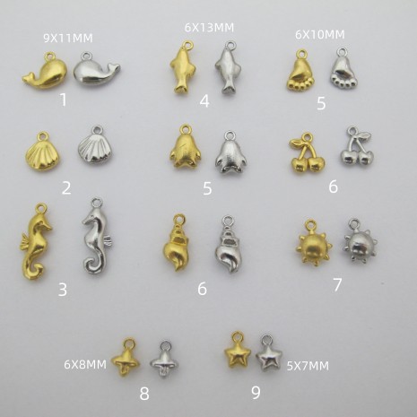 10 pcs breloques en acier inoxydable
