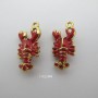 4 pcs Pendentif homard émail en acier inoxydable