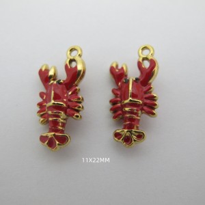 4 pcs Pendentif homard émail en acier inoxydable