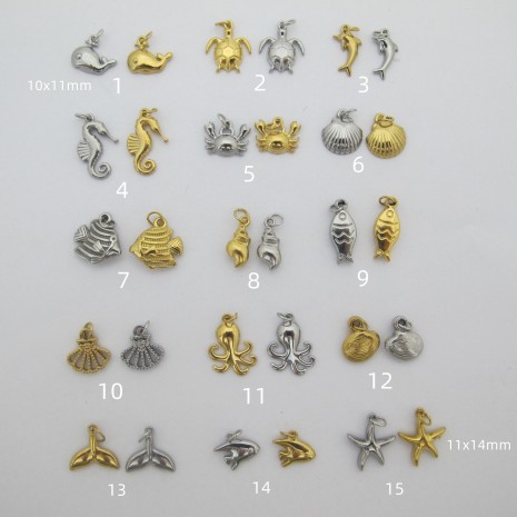 10pcs breloques vie marine Acier Inoxydable