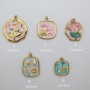 4 pcs Pendentif émail en acier inoxydable