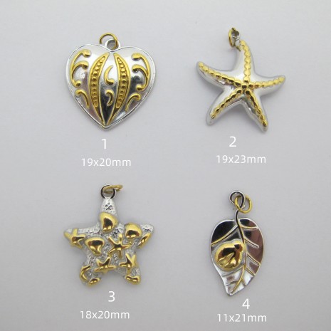 4pcs Pendentif émaillée en acier inoxydable