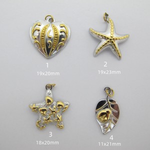 4pcs Pendentif émaillée en acier inoxydable