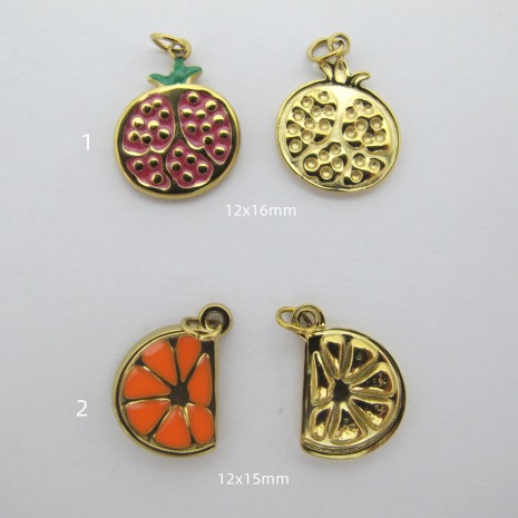 10pcs Pendentif fruit émaillée en acier inoxydable