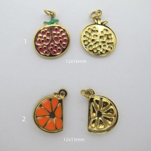10pcs Pendentif fruit émaillée en acier inoxydable