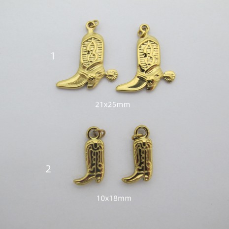 10pcs Pendentif botte en acier inoxydable