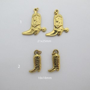 10pcs Pendentif botte en acier inoxydable