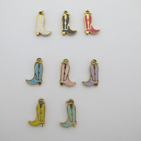 10pcs Pendentif botte émaillée en acier inoxydable