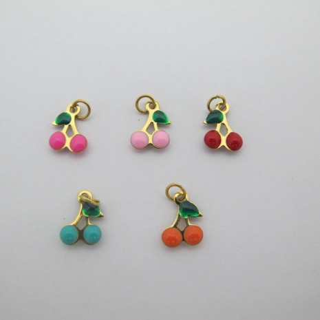 20pcs breloques cerise 8x10mm Acier Inoxydable