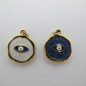 10 pcs Enameled eye pendant stainless steel