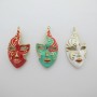 2 pcs Pendentif masque émail en inox doré