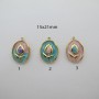 2 pcs Pendentif vintage émail en inox doré