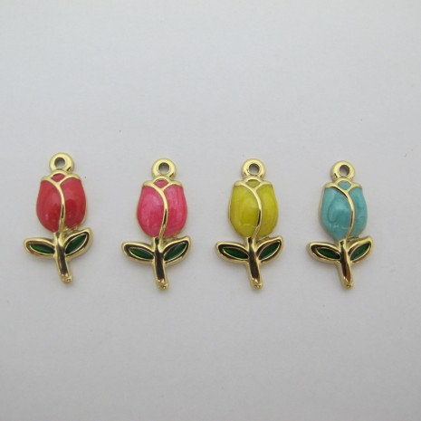 2 pcs Pendant tulips 12x22mm stainless steel