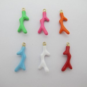 2 pcs Coral pendant 11x22mm stainless steel