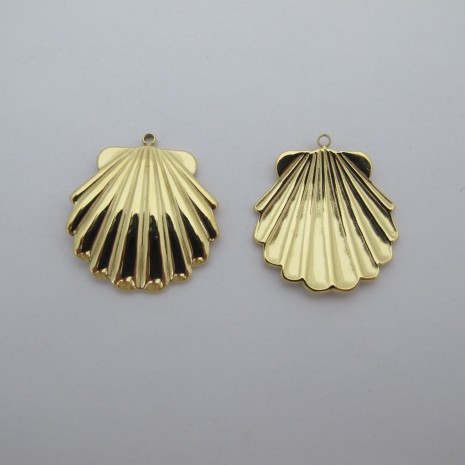 2 pcs Pendentif coquille 25x27mm en acier inoxydable