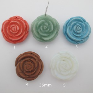 5 pcs Fleur Rose en Pierre semi-précieuse