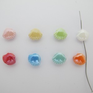 10 perles Coquillage12x9mm en Céramique