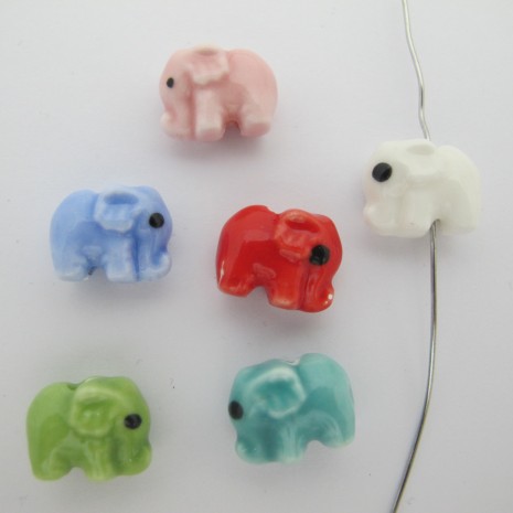10 perles éléphant13x11mm en Céramique