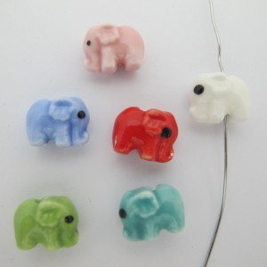 10 perles éléphant13x11mm en Céramique
