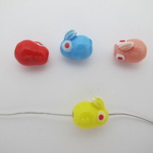 10 perles lapin14mm en Céramique