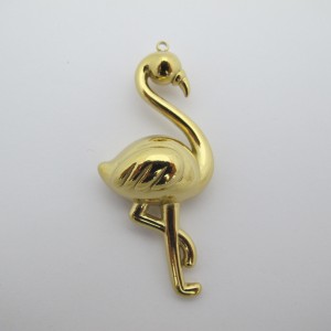 2 pcs flamant rose 57x25mm en acier inoxydable