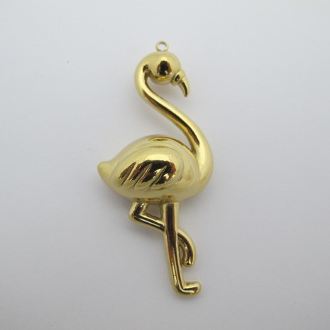 2 pcs flamant rose 57x25mm en acier inoxydable