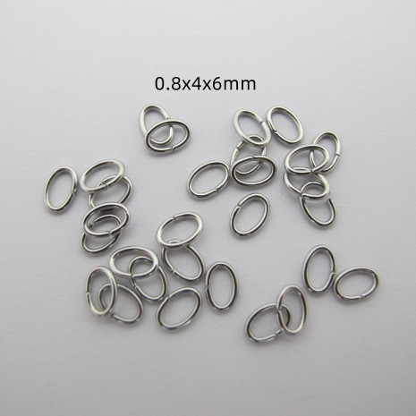 300 pcs Anneaux ovales 4x6mm en acier inox