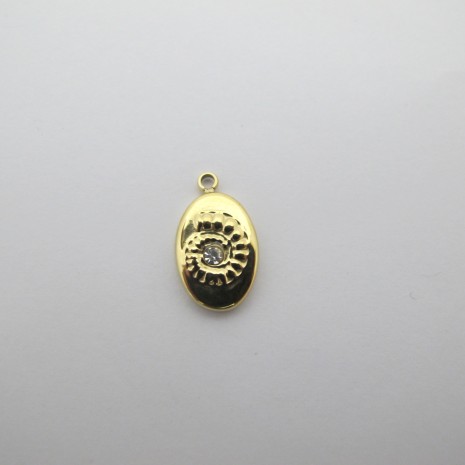 2 pcs Oval pendant with rhinestones 9x16mm in Stainless Steel