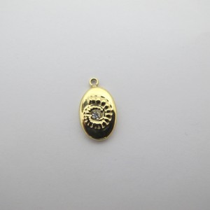 2 pcs Pendentif ovale avec strass 9x16mm en Acier Inoxydable