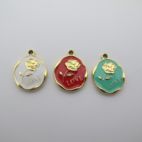 2 pcs Pendentif rose 20x16mm en Acier Inoxydable