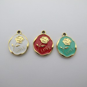 2 pcs Pendentif rose 20x16mm en Acier Inoxydable