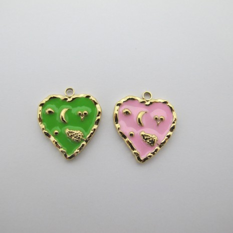 2 pcs Pendentif Cœur 18x16mm en Acier Inoxydable