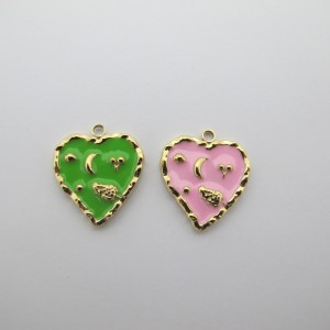 2 pcs Pendentif Cœur 18x16mm en Acier Inoxydable