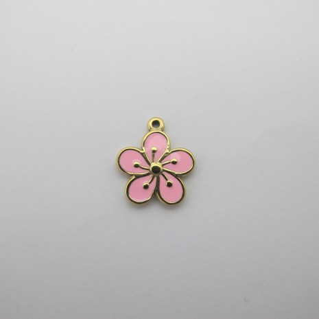 2 pcs Fleur Émaillée 15x13mm en acier inoxydable