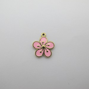 2 pcs Fleur Émaillée 15x13mm en acier inoxydable